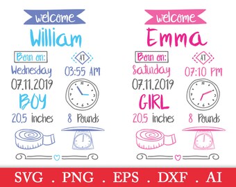 Download Birth Announcement Svg Etsy