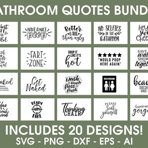 20 Bathroom quotes bundle cut files, Bathroom svg, Bathroom quotes svg