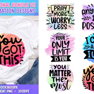 Motywacyjne wzory sublimacji, inspirująca sublimacja PNG, akwarelowa motywacja sublimacji PNG Bundle, PNG sublimacja Clipart