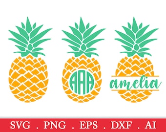 Pineapple svg, pineapple monogram svg, pineapple silhouette, pineapple png, ananas svg, split pineapple svg