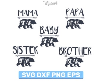 Arrow mama bear svg, papa bear svg, brother bear svg, sister bear svg, baby bear svg, arrow bear svg, bear silhouette, bear family svg