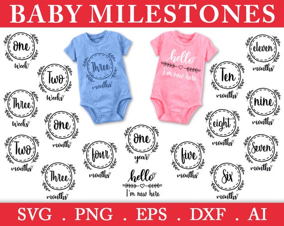 Baby Milestones Svg, Baby Months Svg, Hello I'm New Here Svg