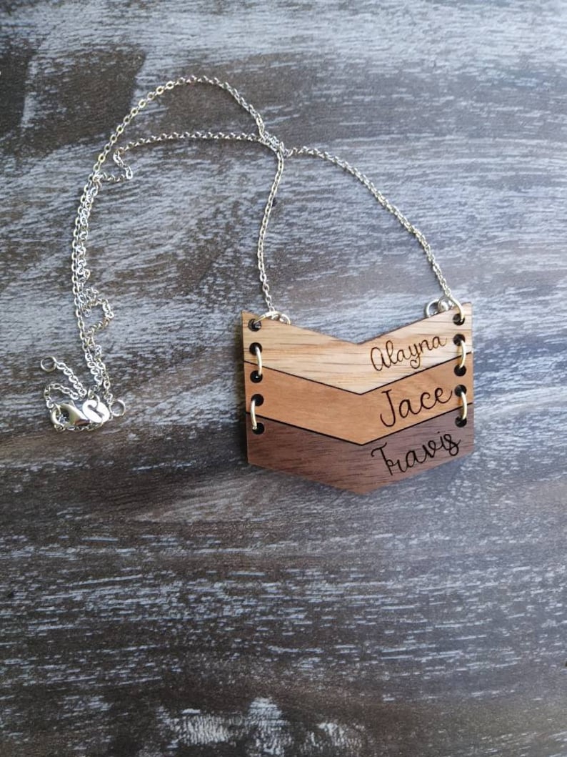 customize jewelry wood necklace wood name necklace Personalized name necklace necklace