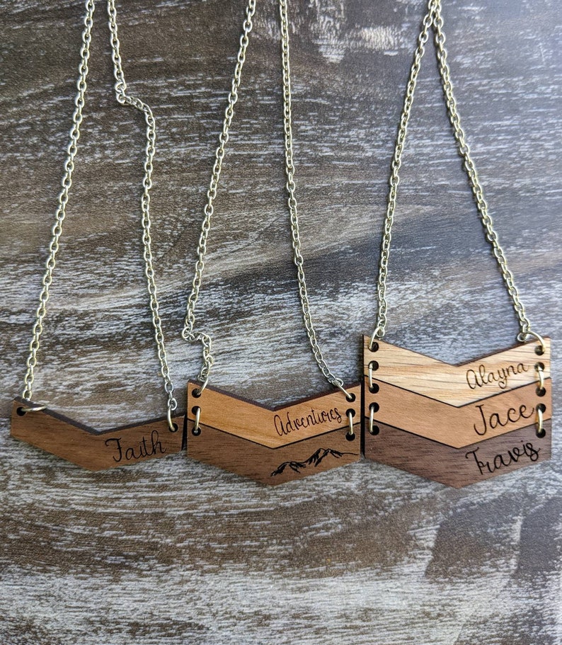 customize jewelry wood necklace wood name necklace Personalized name necklace necklace
