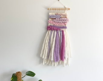 Handmade Small Weaving - Pink & Purple | Woven Wall Hanging Home Decor