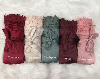 Bridal Robes | Bridesmaid Robes | 10+ COLOURS | Silky Satin, Lace Trim | FAST DISPATCH | High Quality | Bridal Party | From Canada