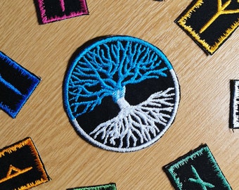 Yggdrasil Custom Faded Tree of Life Norse Mythology Iron on Patches