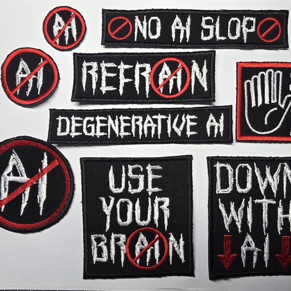Down With AI Embroidered Patch