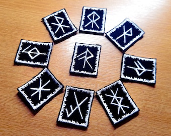 Bindrune Patches Iron On Embroidered Viking Norse Heathenry Bind Runes Custom Colour