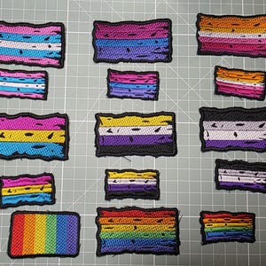 Grunge Pride Flag Embroidered Patches Tattered and Distressed