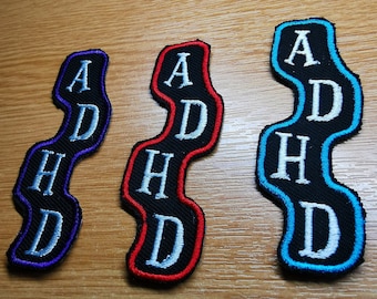 ADHD Iron On Patch Embroidered ADD Awareness Neuro Divergent Autism