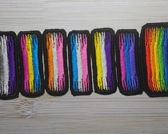Pride Flag Embroidered Patches Grunge Punk Style Small Badges Distressed and Vibrant