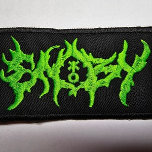Enby Non Binary Black and Death Metal Embroidered Patches LGBTQ+ Gay Bi Queer and Lesbian Green