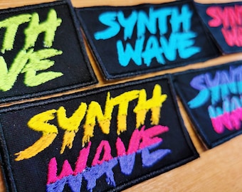 Aplique bordado termocolante Synthwave, estilo carpinteiro bruto retrô dos anos 80, decoração de parede Darkwave.