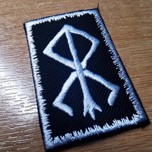 Berserker Rune och Bindrune Viking Patch Stryk-på Broderad Nordisk Hednisk Runa