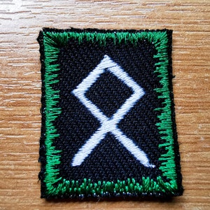 Custom Viking Rune Iron On Embroidered Patches Dark Jade Green border and White runes multi-colour image 4