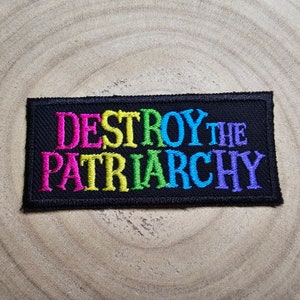 Zniszcz patriarchat Kolorowa naszywka haftowana na żelazko Feminizm Feminizm Prawa kobiet