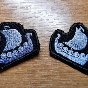 TINY Longship Longboat Viking Ship Valhalla Norse Viking Iron on Embroidered Patch Contour