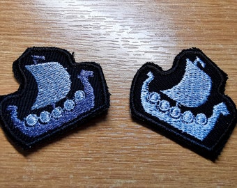 TINY Longship Longboat Viking Ship Valhalla Norse Viking Iron on Embroidered Patch Contour