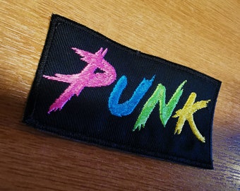 Colourful Punk Iron On Embroidered Patch Bright Vibrant