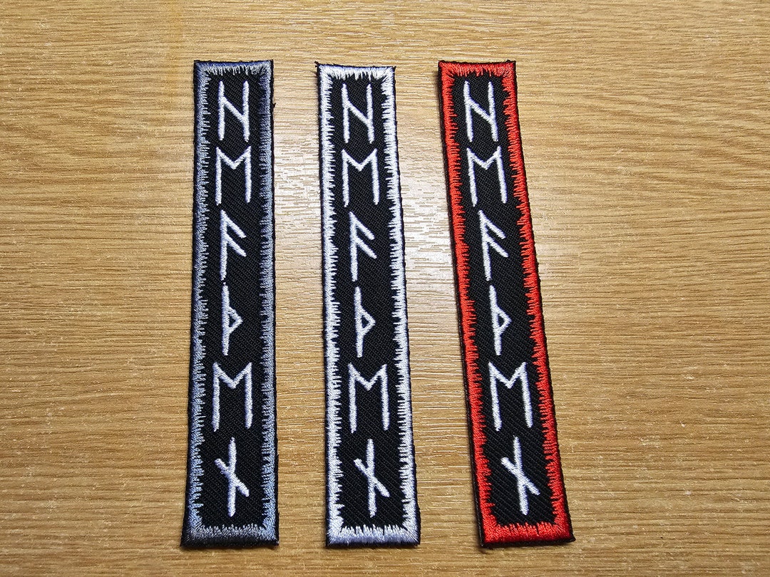 Heathenry Runes Iron on Embroidered Vertical Patch Viking Warrior Norse ...
