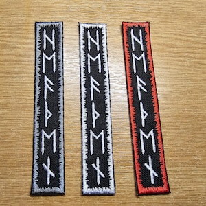 Heathenry Runes Iron on Embroidered Vertical Patch Viking Warrior Norse ...