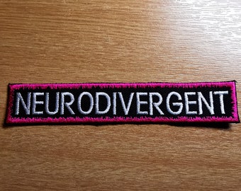 Neurodivergent Long Pink Snow Style Iron On Embroidered Patch Neurodiversity Personality