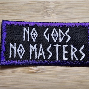 No Gods No Masters Patch Purple Border Embroidered Patch