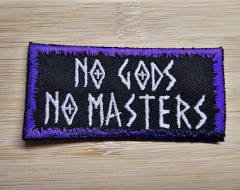 No Gods No Masters Patch Purple Border Embroidered Patch