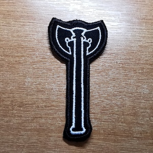 Battle Axe Embroidered Iron On Patch Destiny Fantasy RPG Vikings Medieval Dungeon Gaming