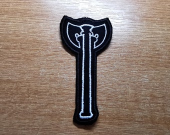 Battle Axe Embroidered Iron On Patch Destiny Fantasy RPG Vikings Medieval Dungeon Gaming