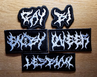 LGBTQ+ Black and Death Metal Embroidered Patches Gay Bi Queer and Lesbian