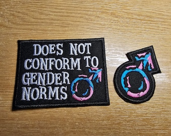 Non Binary Gender Non Conforming Embroidered Patches Iron or Sew on Queer LGBTQ+