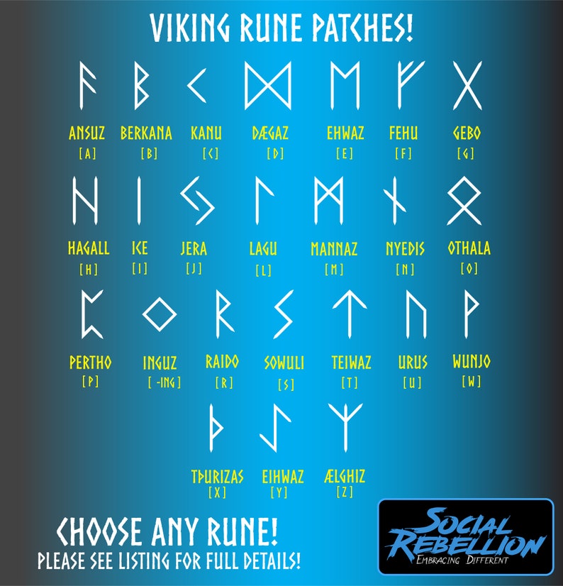 Norse Runes and Bindrunes Embroidered Patches in Vibrant Colours Huge ...