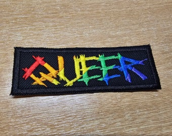 Queer Punk Metal Rainbow LGBTQ+ Iron On Patch Pride Embroidered Patches