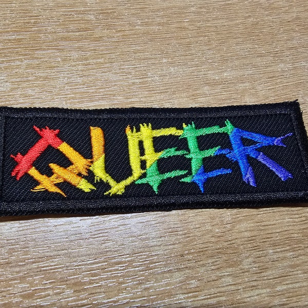 Queer Punk Metal Rainbow LGBTQ+ Iron On Patch Pride Embroidered Patches