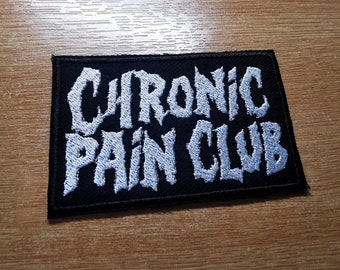 Chronic Pain Club Death Metal Iron On Embroidered Patch Spoon Theory Invisible Disability EDS or Fibromyalgia Black Metal