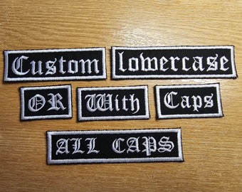 Custom Embroidered Patch Old English Name Tag Black Metal Punk LA Tattoo Writing Style