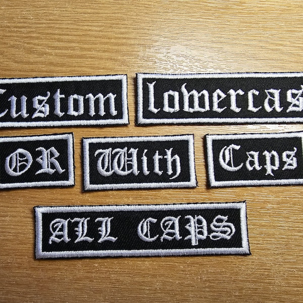 Custom Embroidered Patch Old English Name Tag Black Metal Punk LA Tattoo Writing Style