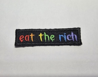 Eat The Rich MINI Embroidered Patch - Very small and subtle! Rainbow