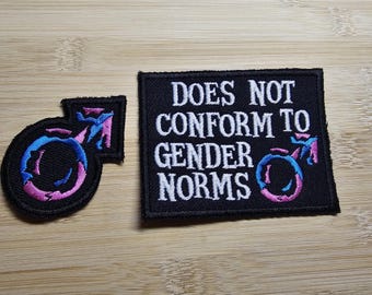 Non Binary Gender Non Conforming Embroidered Patches Iron or Sew on Queer LGBTQ+