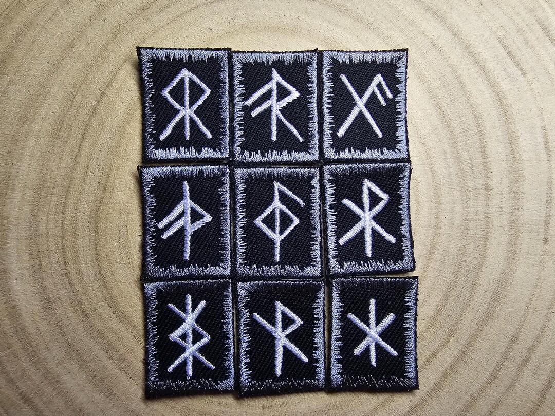 Custom Viking Rune Iron on Embroidered Patches Grey Border and White ...