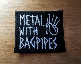 Metal With Bagpipes Iron On Embroidered Patch Saor Celtic Eluveitie Skiltron Alestorm
