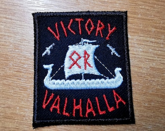Victoria o Valhalla, vikingo nórdico, parche bordado termoadhesivo, barco largo de Odín Asatru
