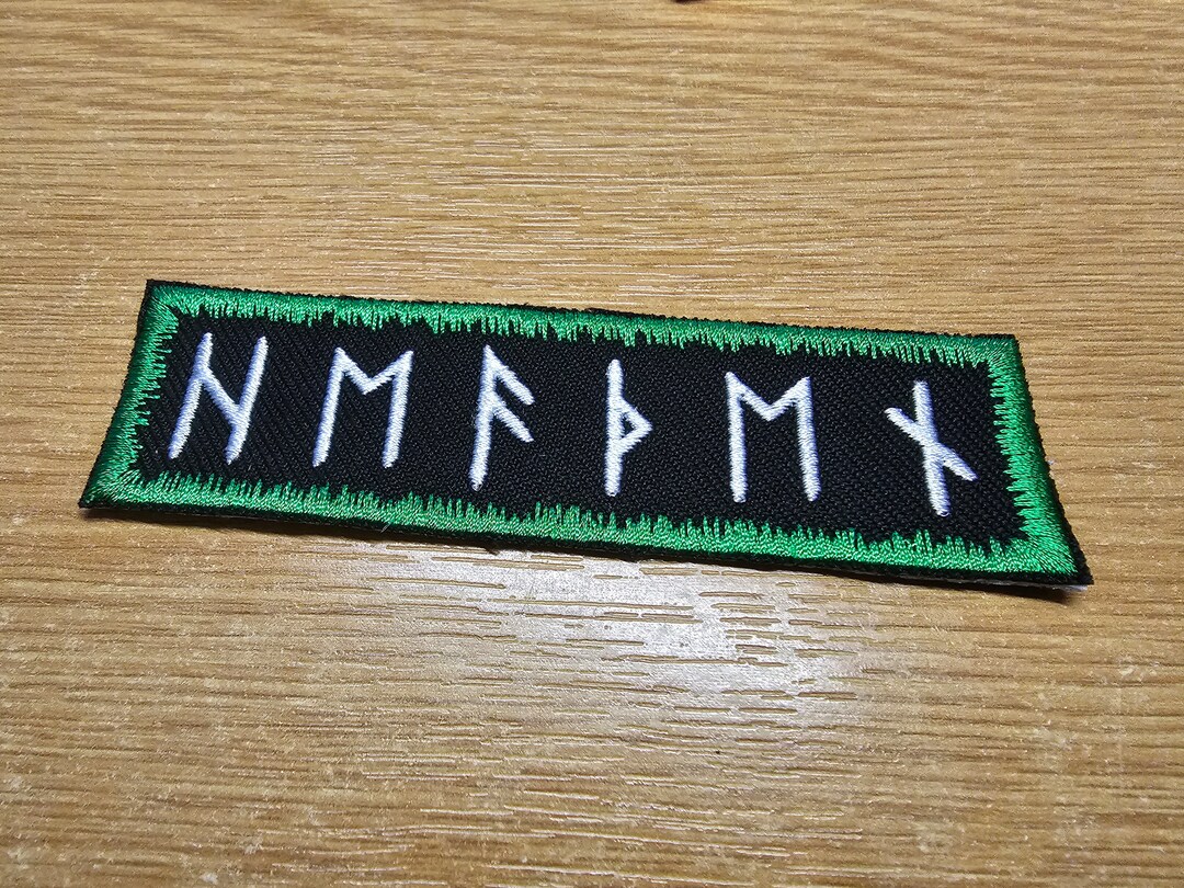 Heathenry Runes Dark Jade Green Sew or Iron on Embroidered Patch Viking ...