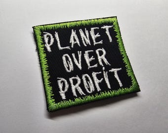 Planet Over Profit Gestickter Aufnäher Klimakrise Umweltaktion