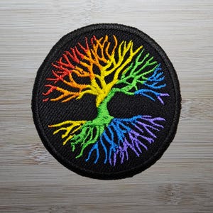 Rainbow Yggdrasil Tree of Life Iron On Embroidered Patch Norse Mythology Viking