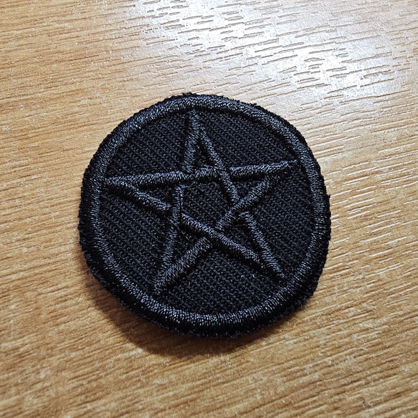 Mini Black Pentagram Iron On Embroidered Patch