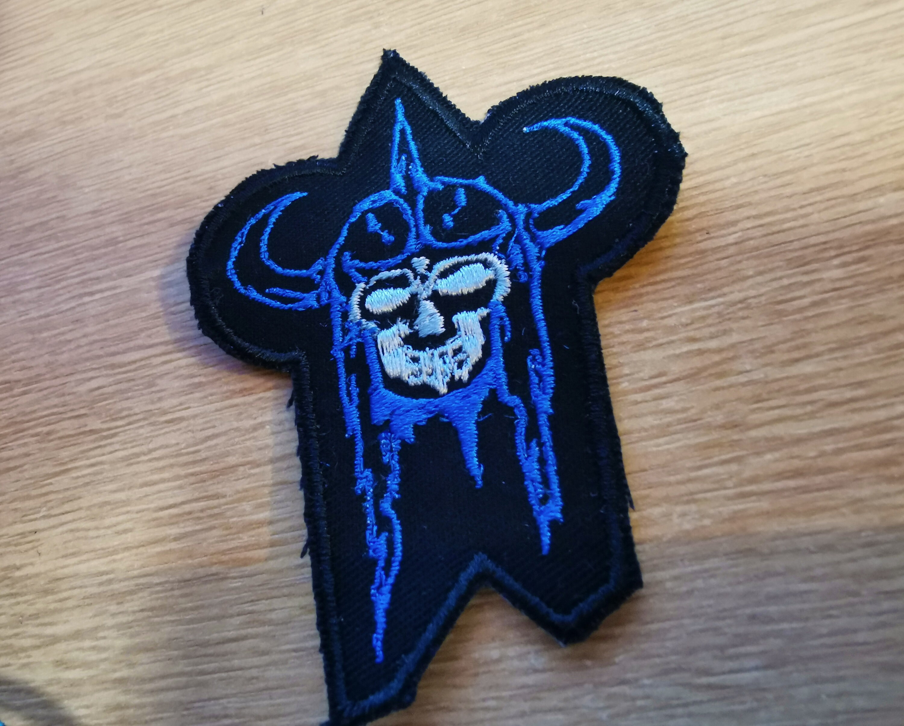 Draugr Viking Zombie Norse Mythology Iron On Embroidered Art Patch Blue Silver Viking Black Metal style patch