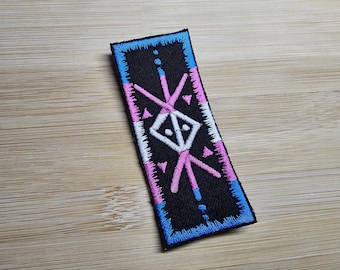 Protection Trans Flag Bindrune Viking Patch Iron On Embroidered Norse Heathenry Bind Runes
